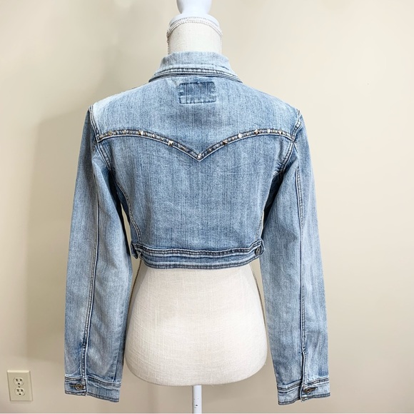 Soho Babe Cropped Jeweled Studded Jean Jacket Medium - Picture 6 of 11